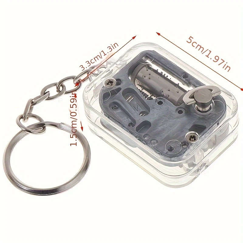 1Pc Diy Mechanical Music Box Keychain Wind Up Battery Free Zinc Alloy Abs Plastic Unique Gift Idea