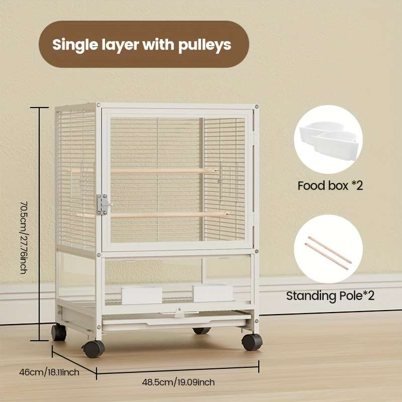 1pc Single-layer standard cage (transparent and high-heightened) with pulley Pet Cage