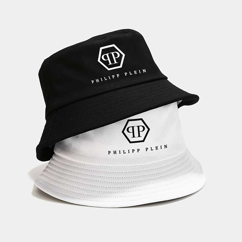 1pc Philipp Plein Bucket Hat Lightweight Polyester Sun Hat with Logo Design Foldable Fisherm