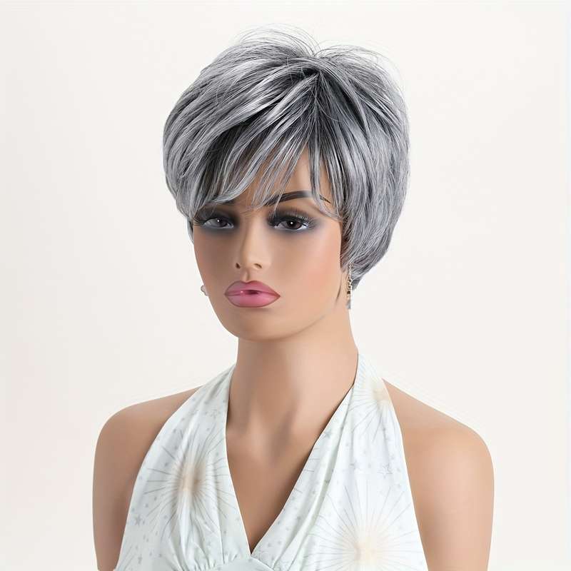 1Pc Silvery Gray 25.4cm Fashion Design Wig