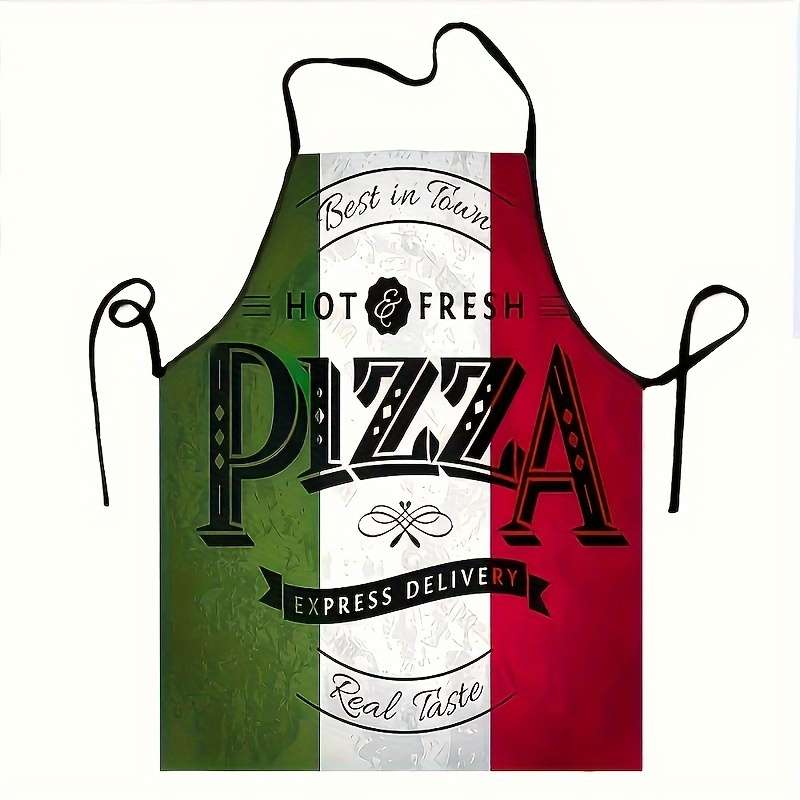 1pc Italian Pizza Print Kitchen Apron Polyester Cooking Bib for Cooking Baking BBQ with Hom