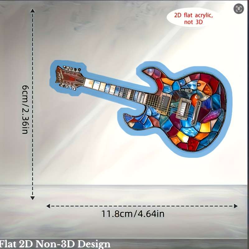 1pc 2D Flat One piece electric guitar-shaped acrylic sunlight catcher flat 2D hanging decoration