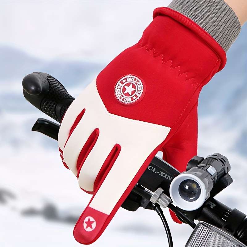 1 Pair Five Star Ski Gloves Gray Warm Gloves
