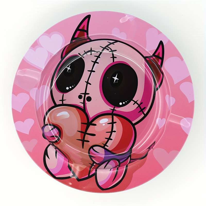 1pc Round Iron Ashtray with Various Patterns Portable High-End Ashtray for Travel Home Outdo