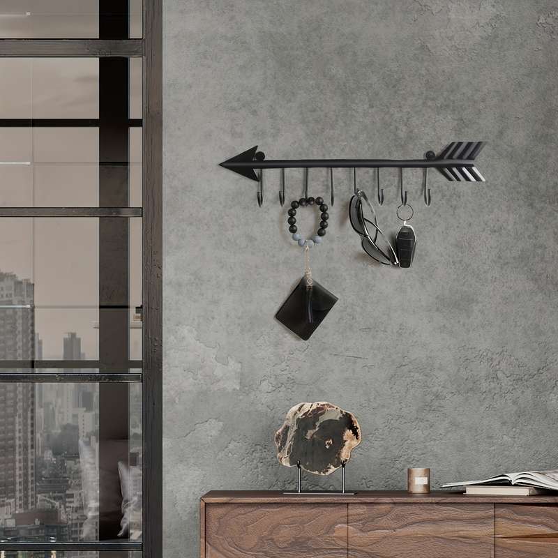 2pcs Modern Metal Key Holder Rack Wall-Mounted Key Organizer Hooks Easy Install Fashionable Entr