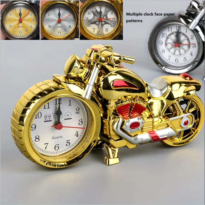 1pc Retro Motorcycle Alarm Clock Vintage Desk Accessory with Multi-Face Mode Plastic Material Sleep