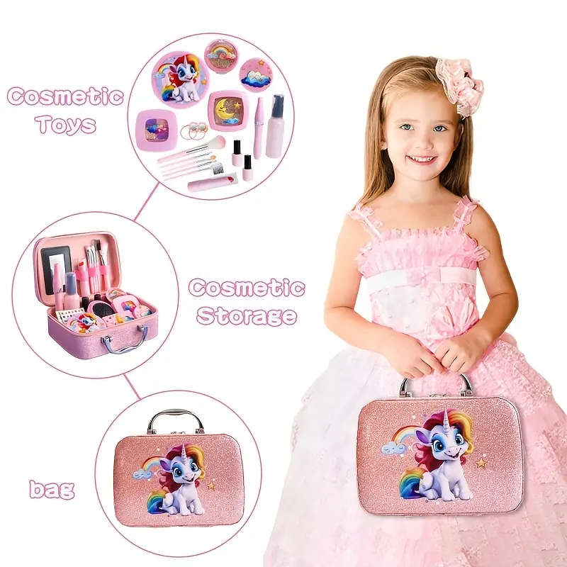 22pcs Play Makeup Set With Simulated Lipstick Powder Eye Shadow Nail Polish Blush And Other Toy Mode