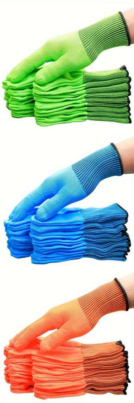 10 Pairs Tangerine One Size Fits All Multi Purpose Work Gloves