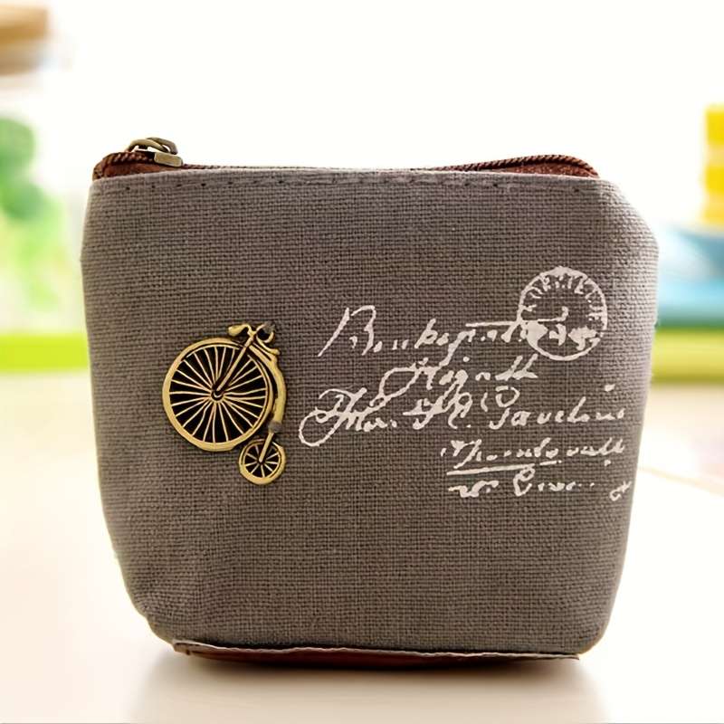 1pc Four Classic Nostalgic Women's Coin Purse Options Retro Style Canvas Coin Bags Key Cases Zip