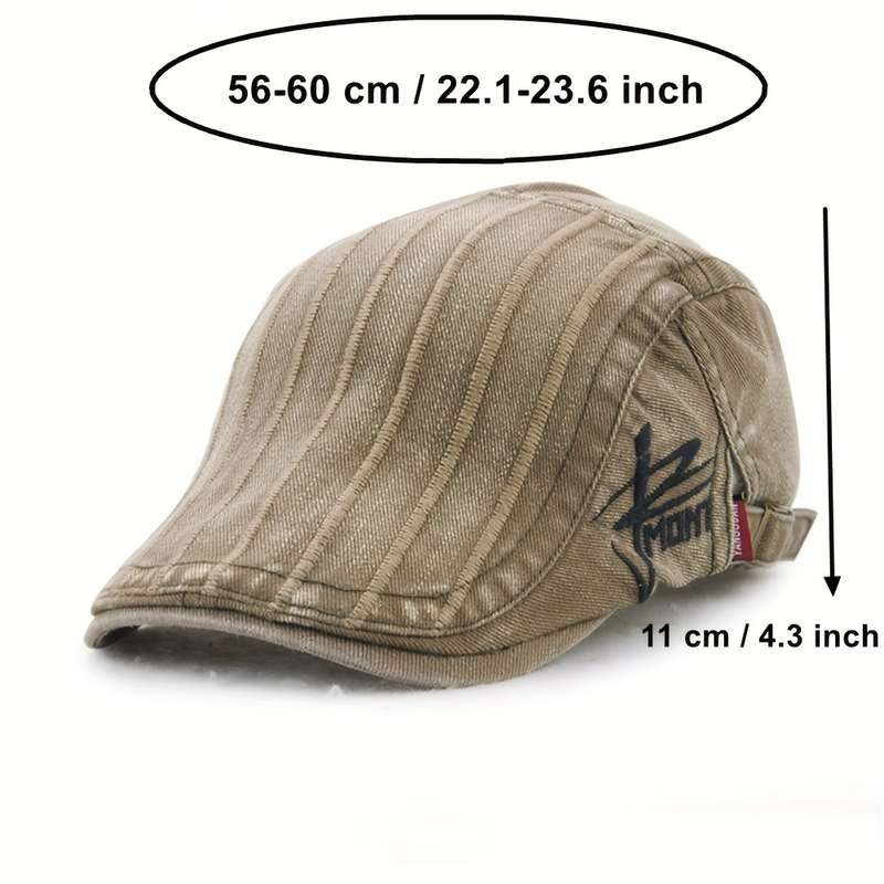 1pc Vintage Cotton Newsboy Cap with Letters Adjustable Unisex Beret Hat for Men Women Soft S