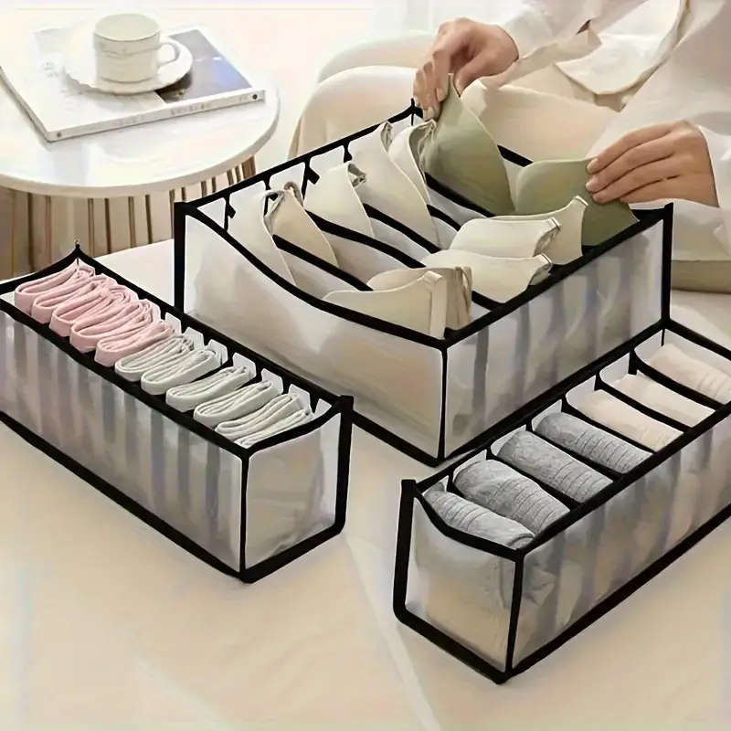 Set of Three Non-Woven Fabric Storage Boxes