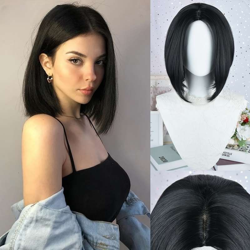 1Pc Black 30.48cm Fashion Design Wig