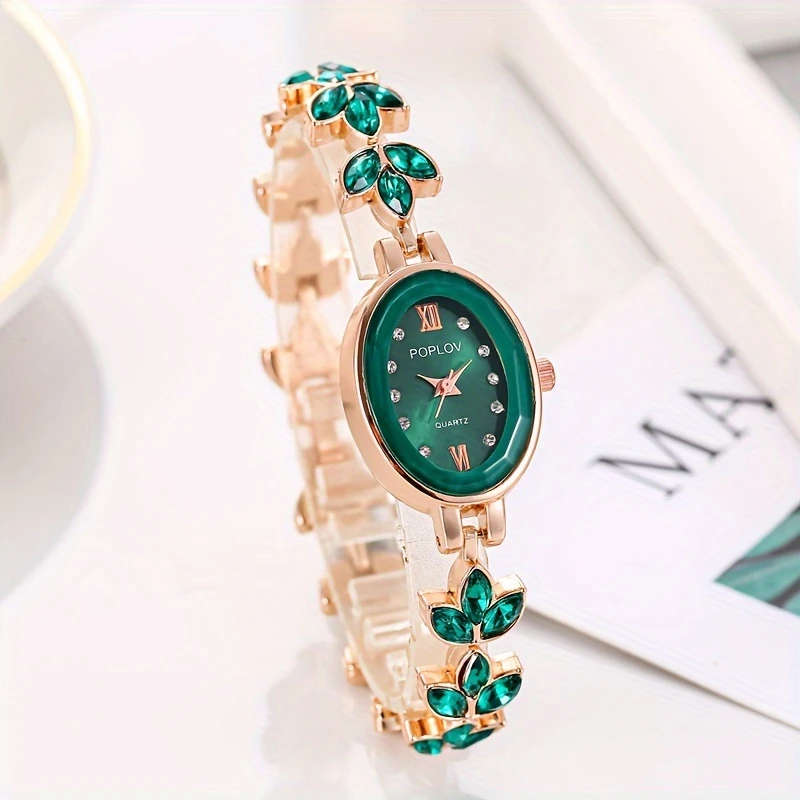 1pc Elegant Boho Leaf Design Women's Bracelet Watch Fashionable Analog Quartz Alloy Band Case