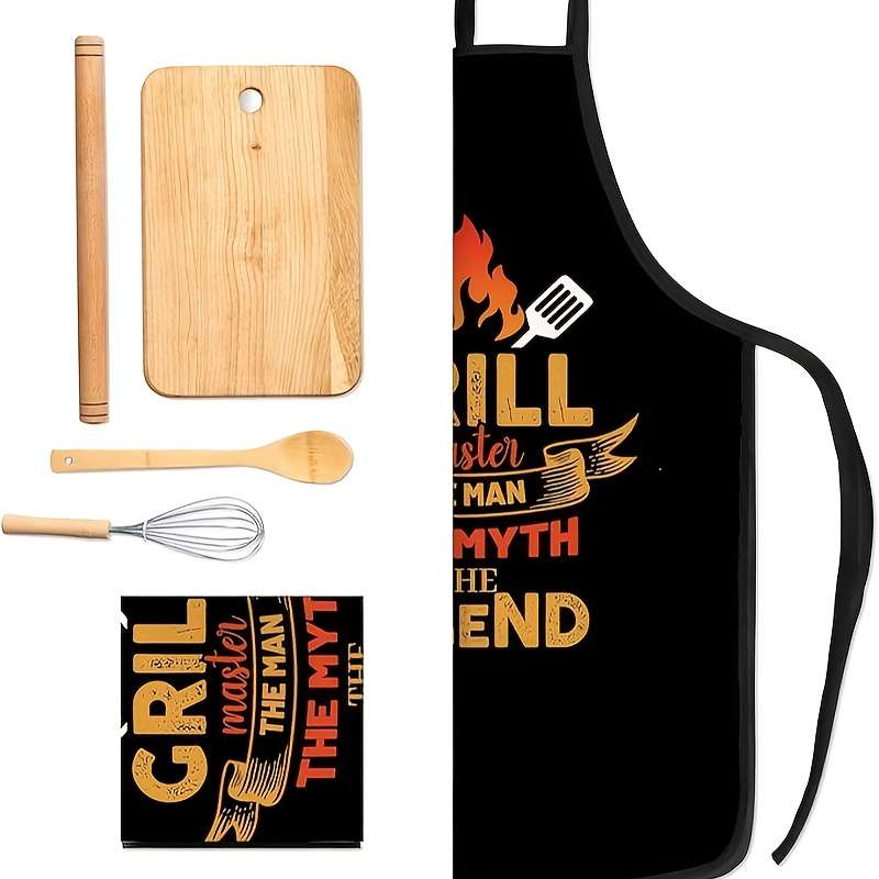 1pc Men'S Fun BBQ Apron Grill Master Polyester 100% Woven Fabric 150g m? Perfect Father'S Day Gi