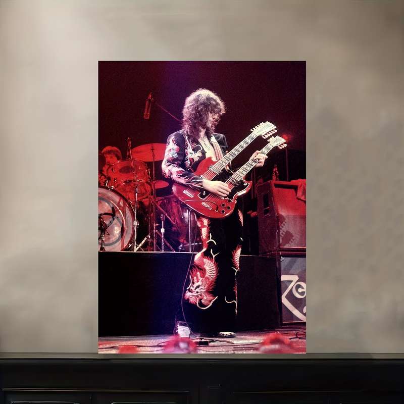 1pc Vibrant Frameless Jimmy Page Band Concert Poster HD Canvas Wall Art 30.48x45.72 cm Durable