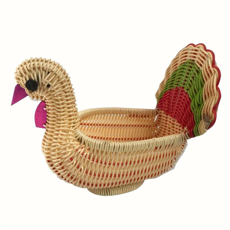 1pc Rattan Turkey Storage Basket Classic Rattan Turkey Basket Handcrafted Woven Storage Orga