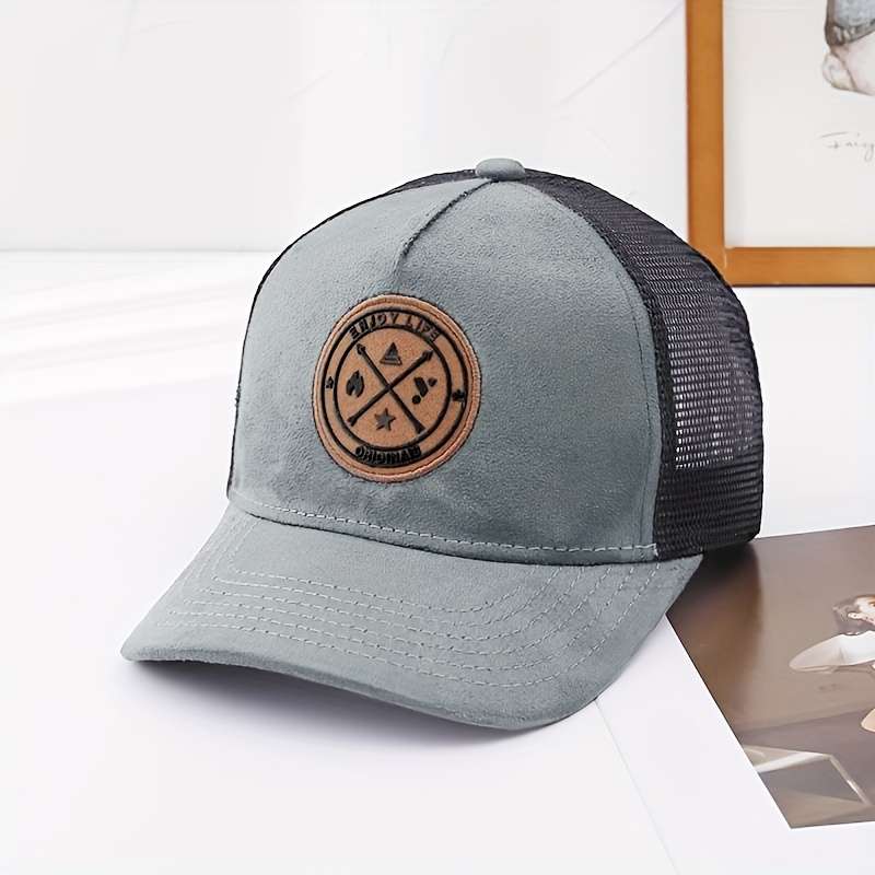 1pc Spring And Summer Round Label Letter Baseball Cap Featuring an Embossed Logo Badge Sunsha