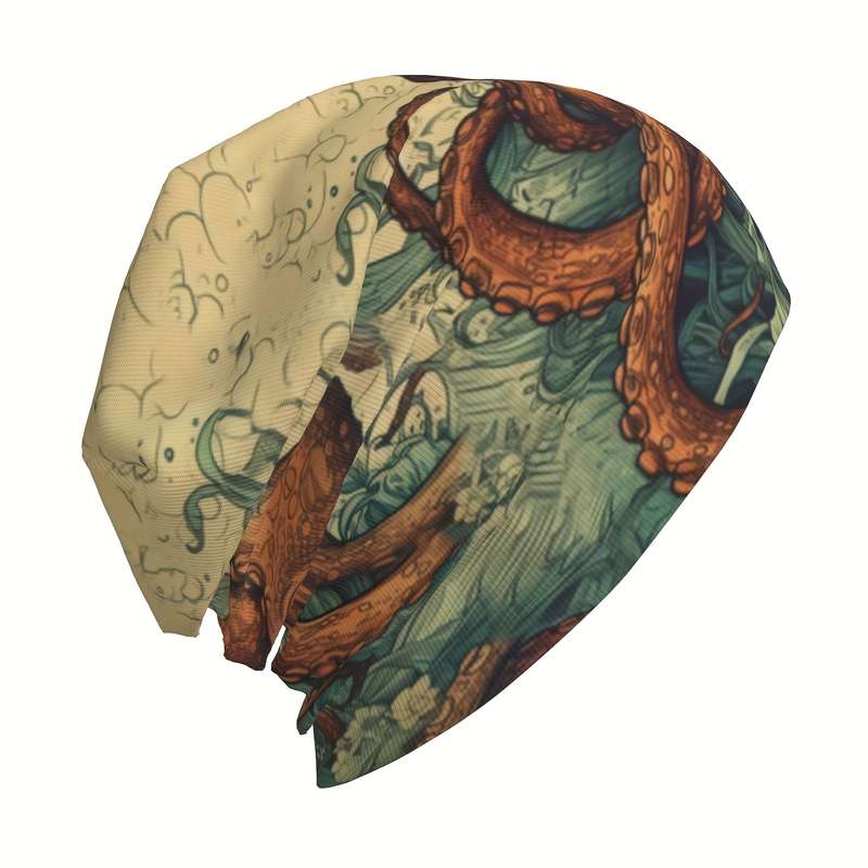 1pc Retro Brimless Hat With Octopus Pattern For Men Women Ideal Choice For Gifts