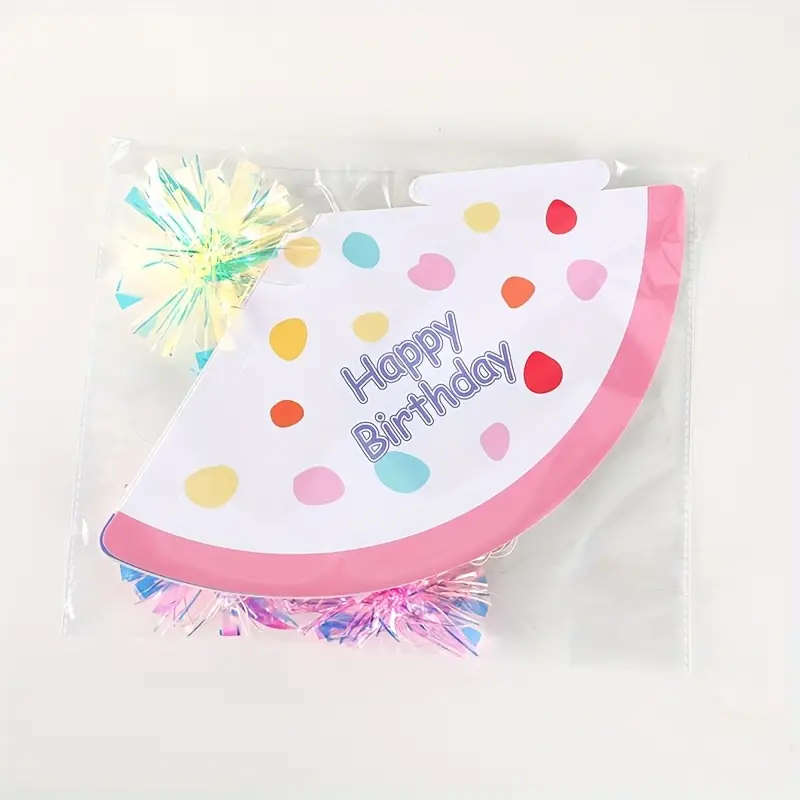 6pcs Macaroon Tinsel Birthday Hats