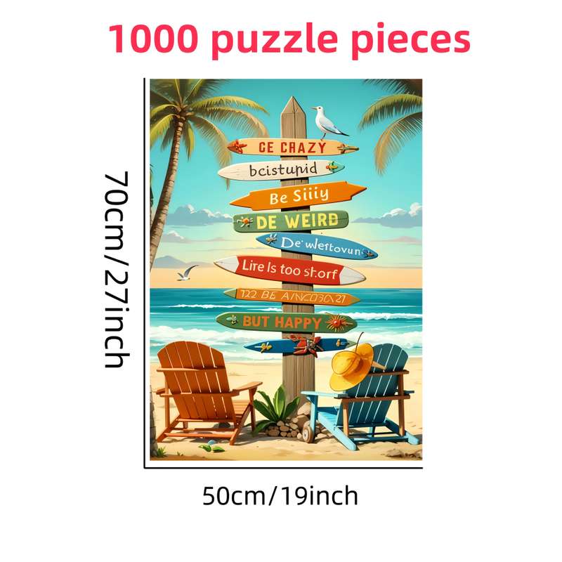 1000pcs Beach Sign Puzzle a Challenging DIY Brain Game Cardboard Puzzle Suitable fo