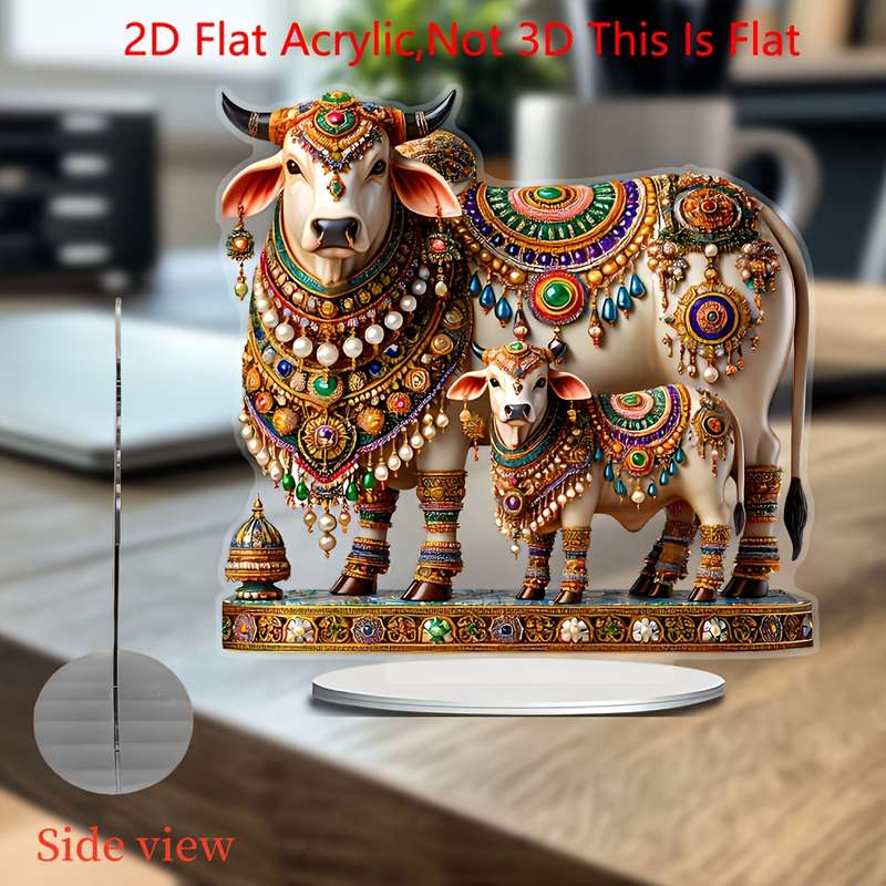 1pc 2D Flat   Bohemian Style Rich Cow Pattern Decorative Plaque Signage Home And Holiday Decorat