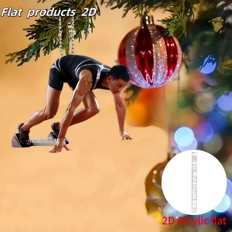 1pc 2D Flat  Durable Acrylic Running Athlete Keychain  Men'S Track and Field Design Perfect fo