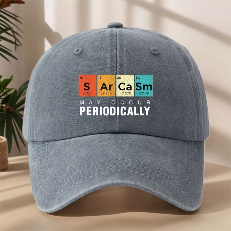 1pc PERIODICALLY Chemistry-Themed Baseball Cap Soft Vintage Washed Style with Adjustable Snapba