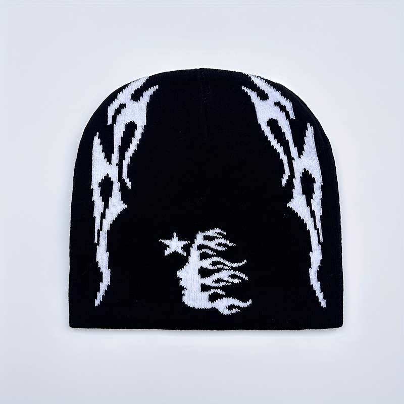 1pc Unisex Sports Skullies Beanies with Hell Star Double-Face Jacquard Design Acrylic Blend with