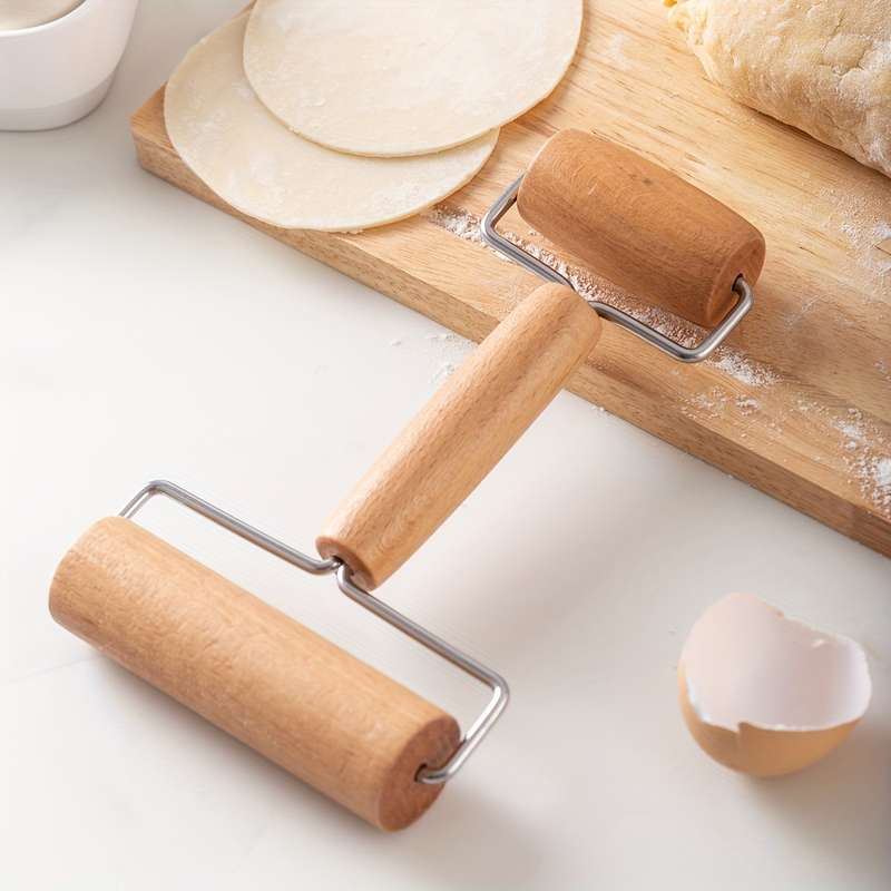 1pc Easy-Grip Dual-Ended Rolling Pin Stainless Steel Wood Perfect for Pizza Pie Cookies Dum