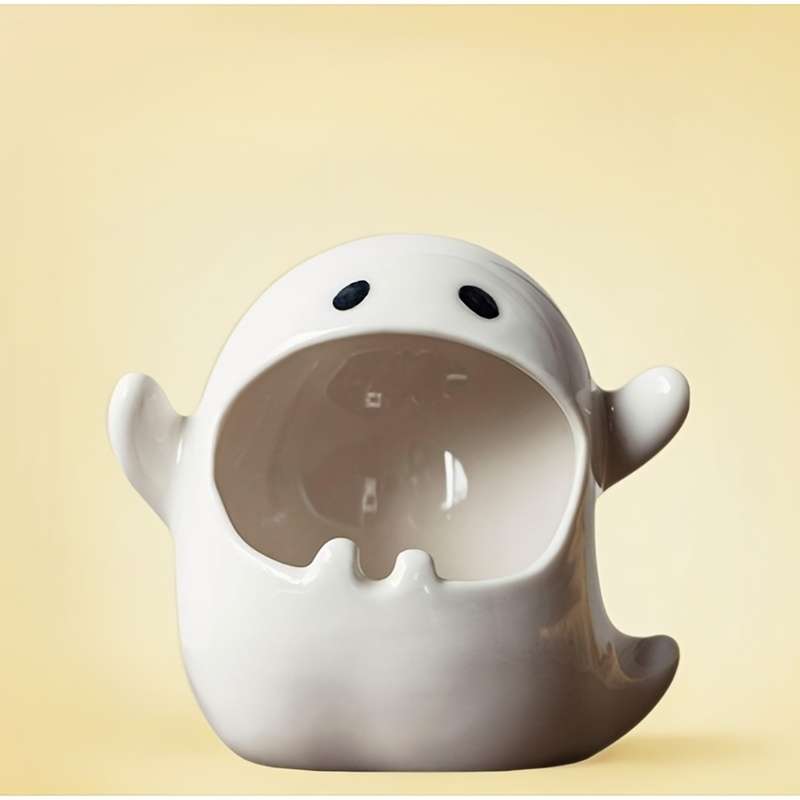 1pc Cute Ghost Ashtray Ceramic Irregular Shape High-End Decoration No Electricity Required for