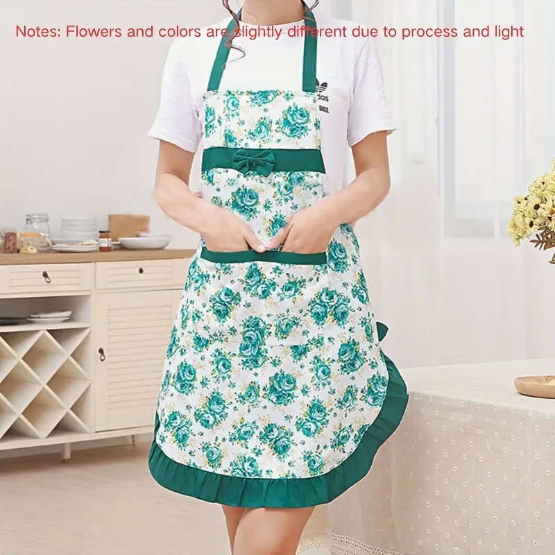 1pc Adjustable Bib Apron with Pocket Polyester Woven Kitchen Apron Oil-Proof Fashion Coveralls for C