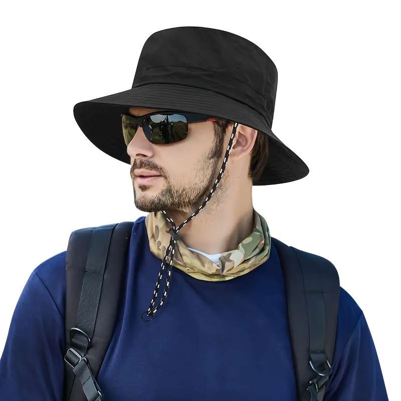 1pc Quick-Dry Foldable Sunscreen Hat Unisex Adjustable Rope Closure Ideal for Fishing Hiking