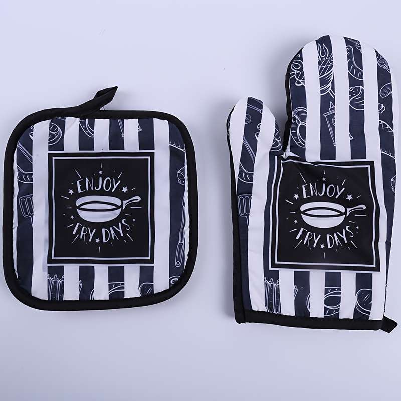 Set of 2 Leeons Oven Mitts Pot Holders Heat Resistant 100% Polyester Kitchen Gloves with S