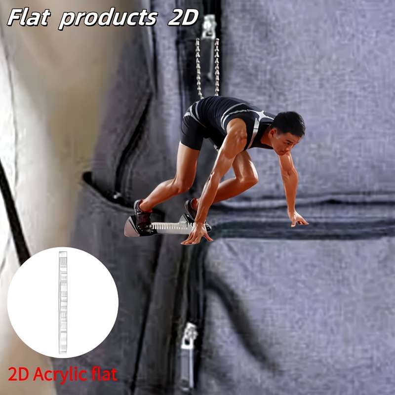 1pc 2D Flat  Durable Acrylic Running Athlete Keychain  Men'S Track and Field Design Perfect fo