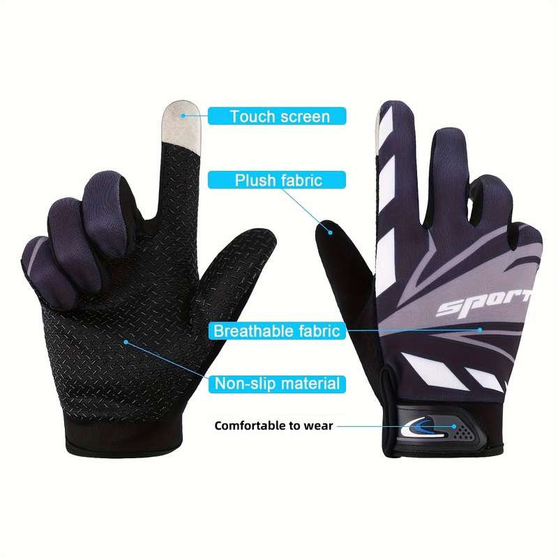 1 Pair Simple Black One Size Outdoor Sports Gloves