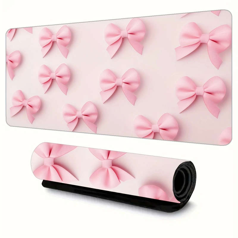 1pc 30x80cm Durable E-Sports Gaming Mouse Pad Waterproof Non-Slip Pink Bow Design