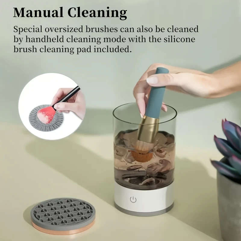 1pc USB-Powered Electric Makeup Brush Cleaner Dryer Automatic Spinning Design with Heating Function