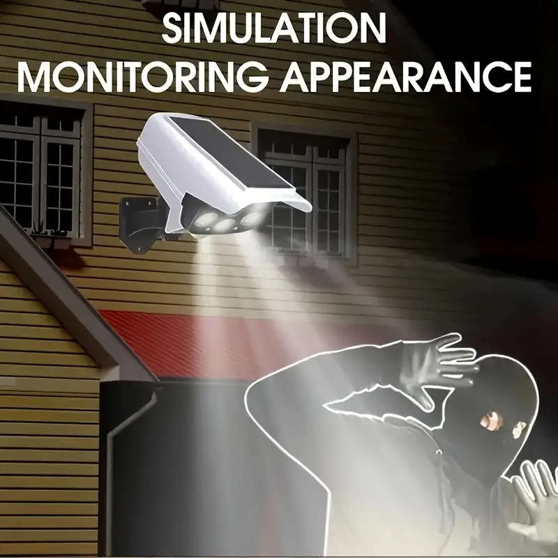 Outdoor Simulation Monitoring Light, Solar Sensor Light, Highly Sensitive Motion Sensor, No Wiring N