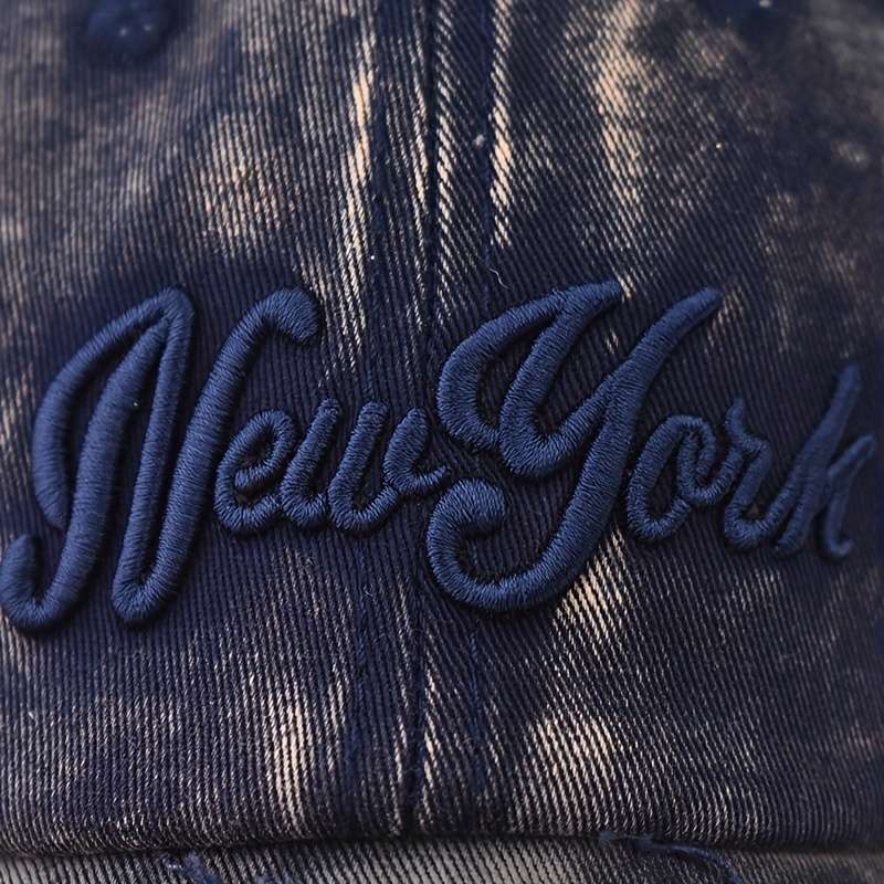 1pc Vintage Distressed Cotton Baseball Cap with Embroidery Adjustable Drawstring Closure Lightwei
