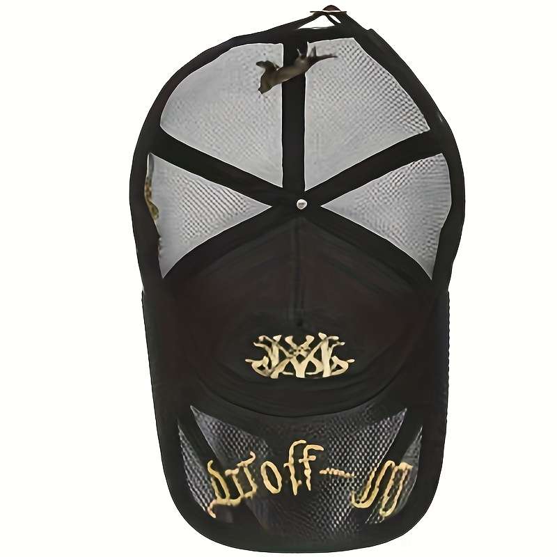 1pc Breathable Mesh Baseball Cap with Embroidered Logo Stylish Unisex Trucker Hat for Outdoor Lei
