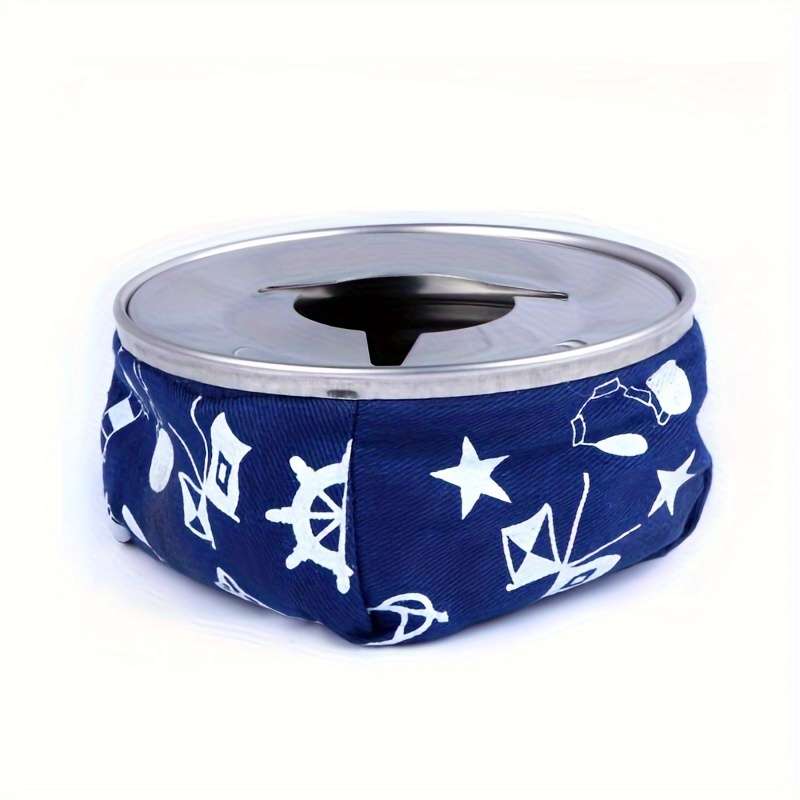 1pc Stainless Steel Ashtray with Windproof Canvas Sandbag Portable Cigarette Holder for Cars RVs