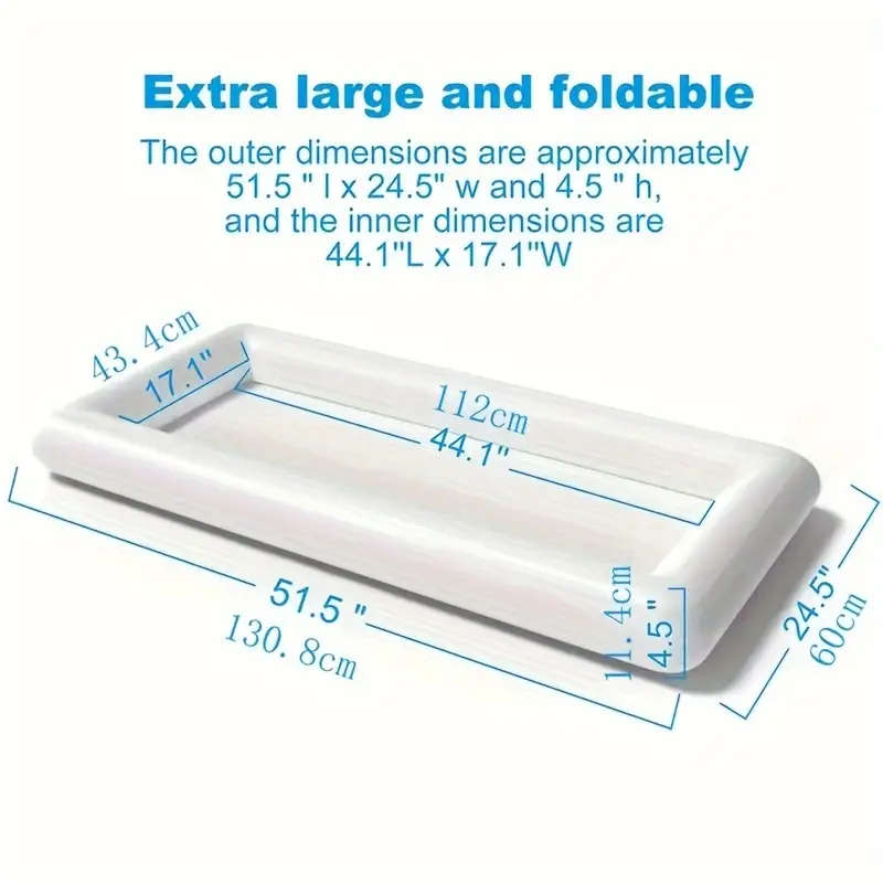 1pc Portable Inflatable Serving Bar Salad Ice Cooler Durable White PVC Foldable Design for Outdoor