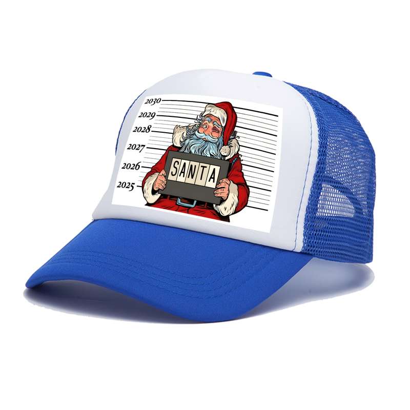 1pc Christmas Santa Print Trucker Cap for Men 100% Polyester Funky Style Woven with Hand Wash