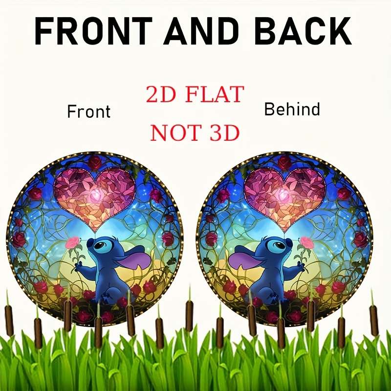 1pc 2D Flat  Stitch Art Deco Acrylic Suncatcher Fairy Tale Themed Hanging Ornament for Home Gard