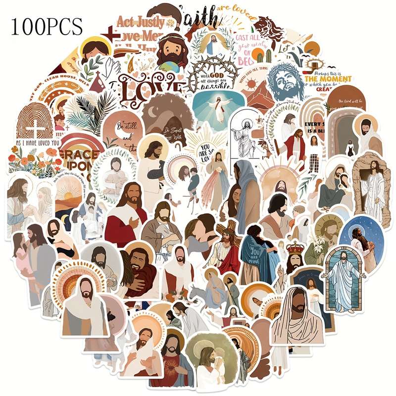 100pcs Priest Religious Inspirational Jesus Christian Themed Stickers
