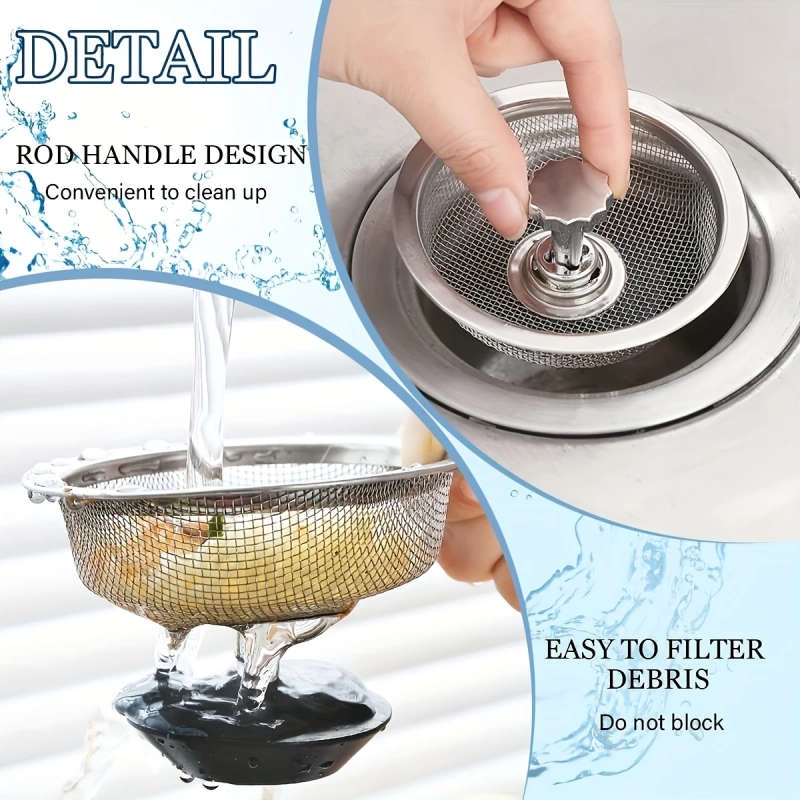 1pc Stainless Steel Kitchen Sink Strainer 8.13cm 5.33cm Mesh Non-Clogging for Bathroom Washroom