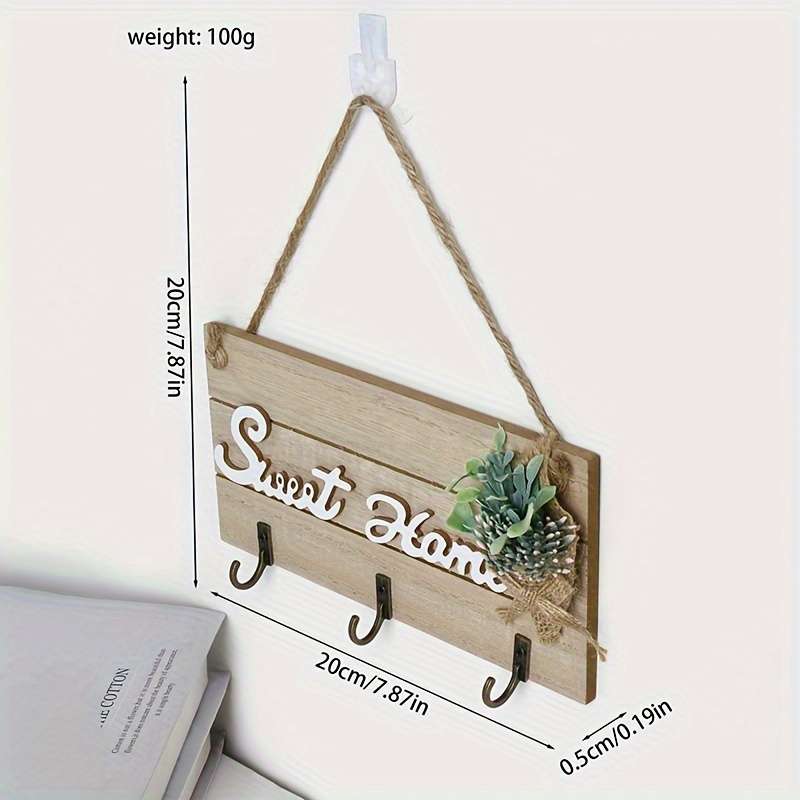 Rustic Wooden "Sweet Home" Wall Hanging with Succulent Contemporary Style Easy Install Garage Stor