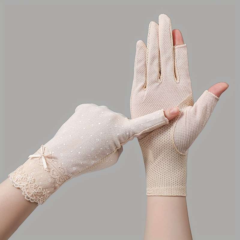 1 Pair Deep Pink Summer Lace Gloves