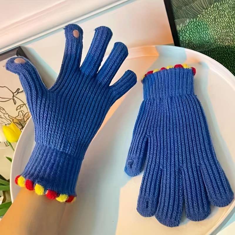 1 Pair Polychrome Size Red Warm Gloves