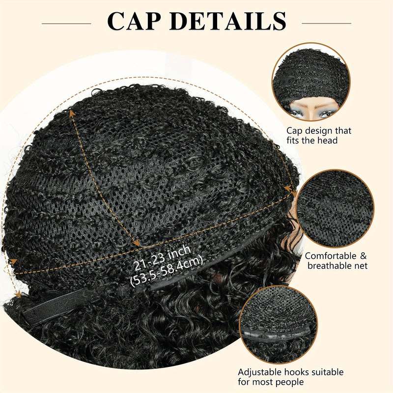 1Pc Black 35.56cm Fashion Design Wig
